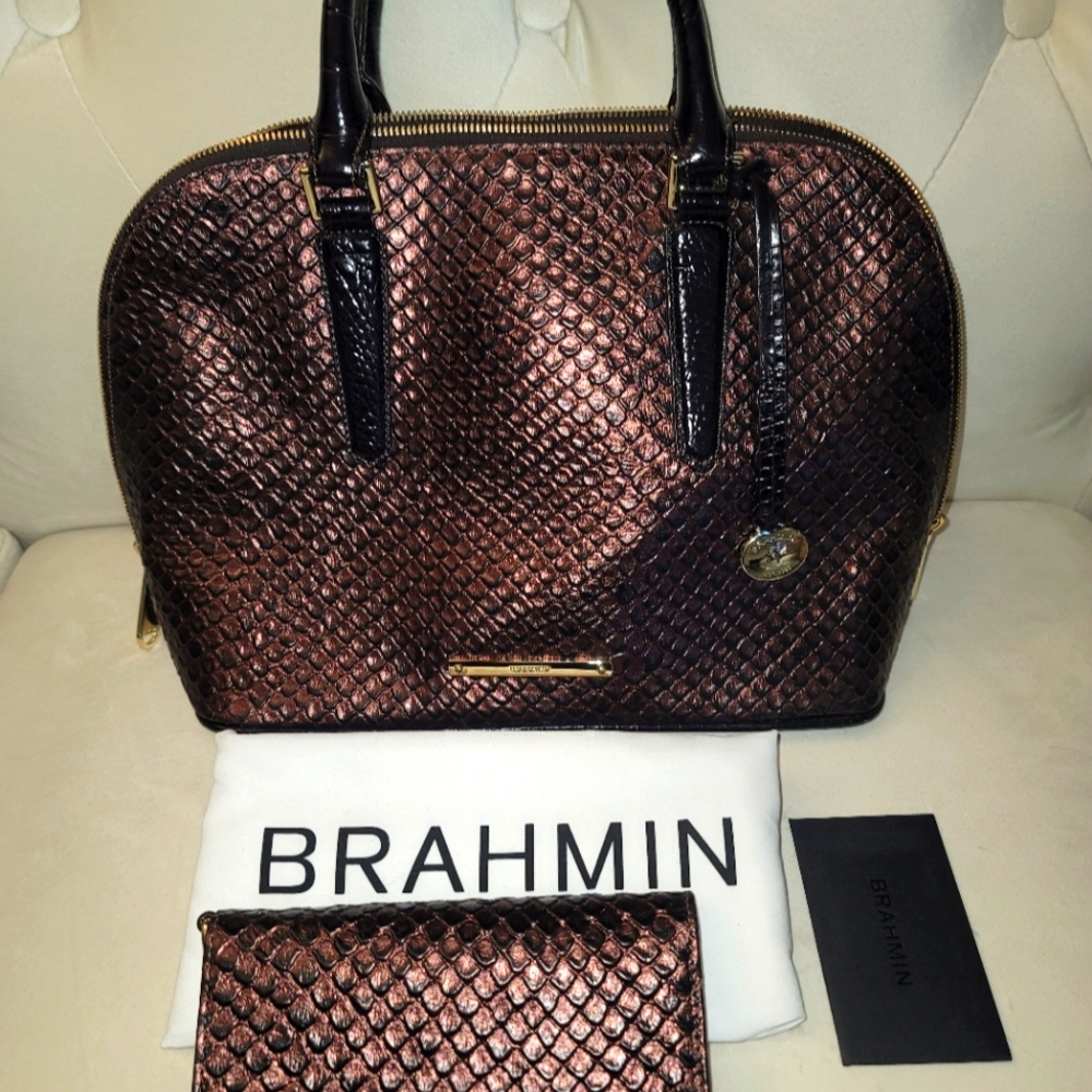 BRAHMIN NWT Bronze Java Bowler AND Debra Wallet, Orig. $315 & $95, SAVE $60